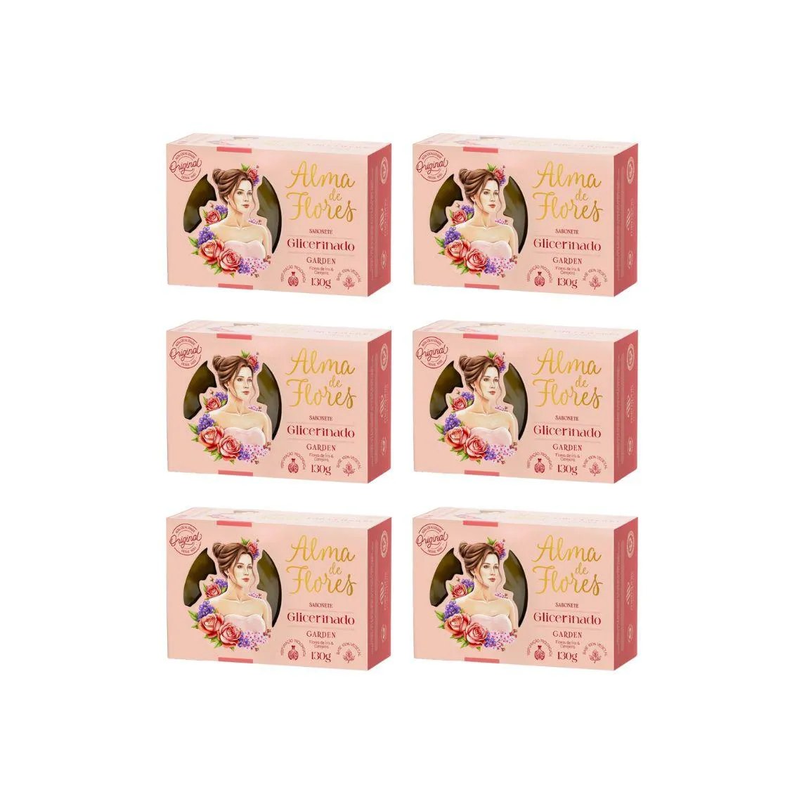 Sabonete Alma de Flores 130G Glicerinado Garden - Kit com 6 unidades