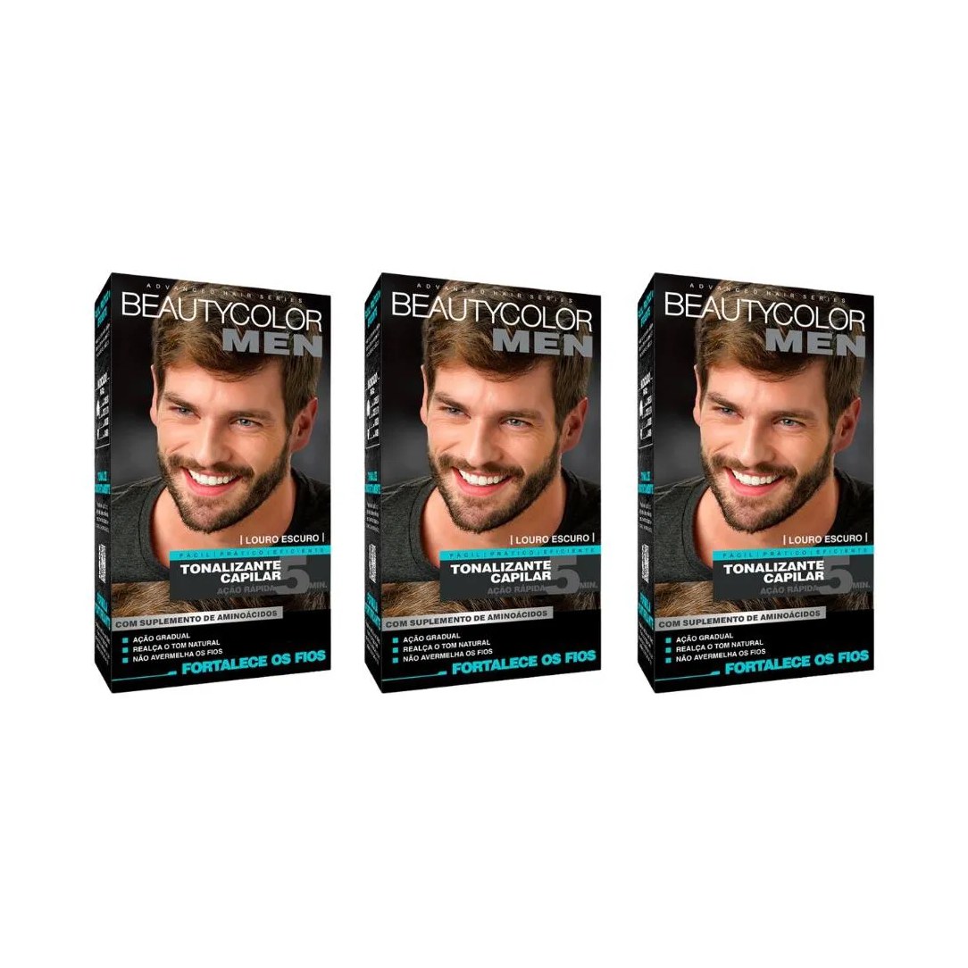 Coloraçao Beauty Color Men Louro Escuro - Kit C / 3un