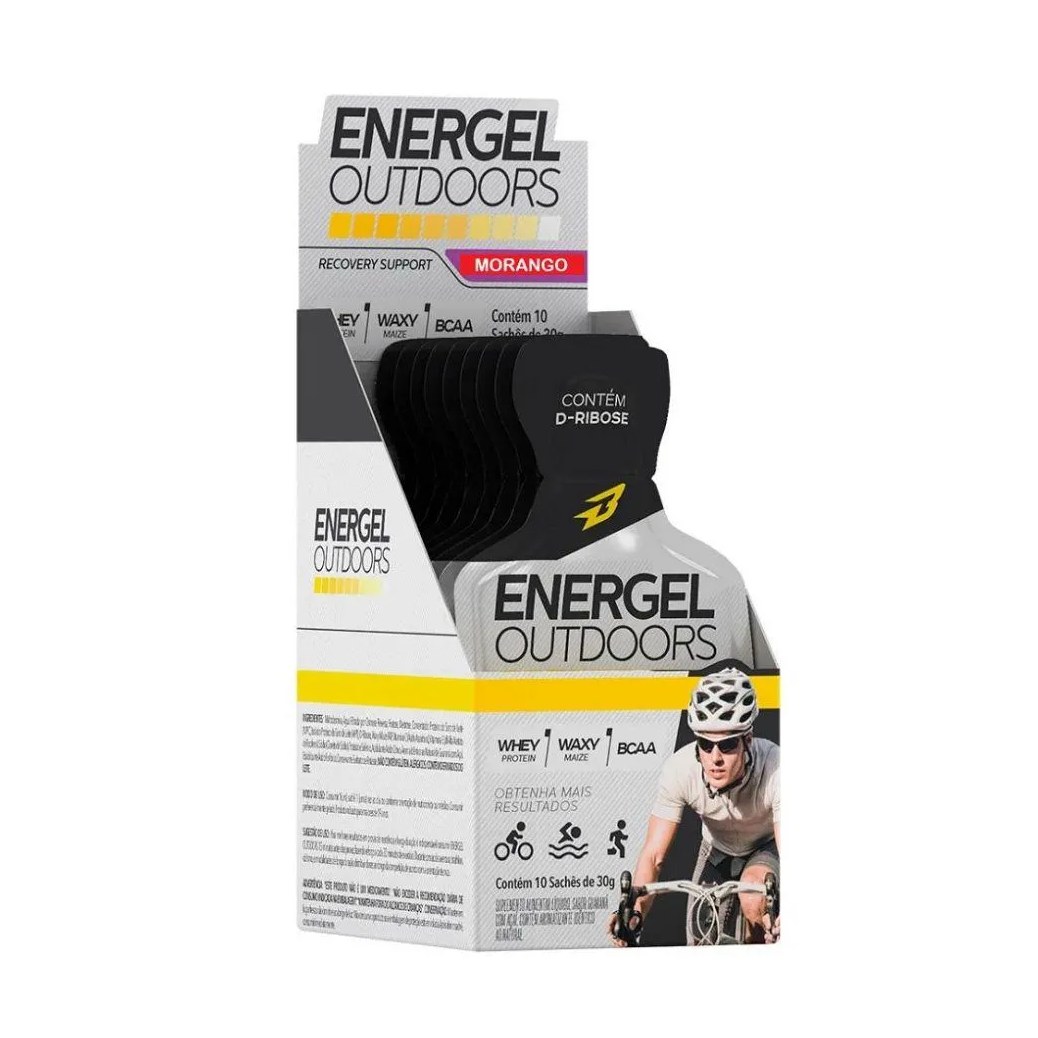 Energel Outdoors Caixa com 10 Sachês (300g) - Sabor: Morango Silvestre