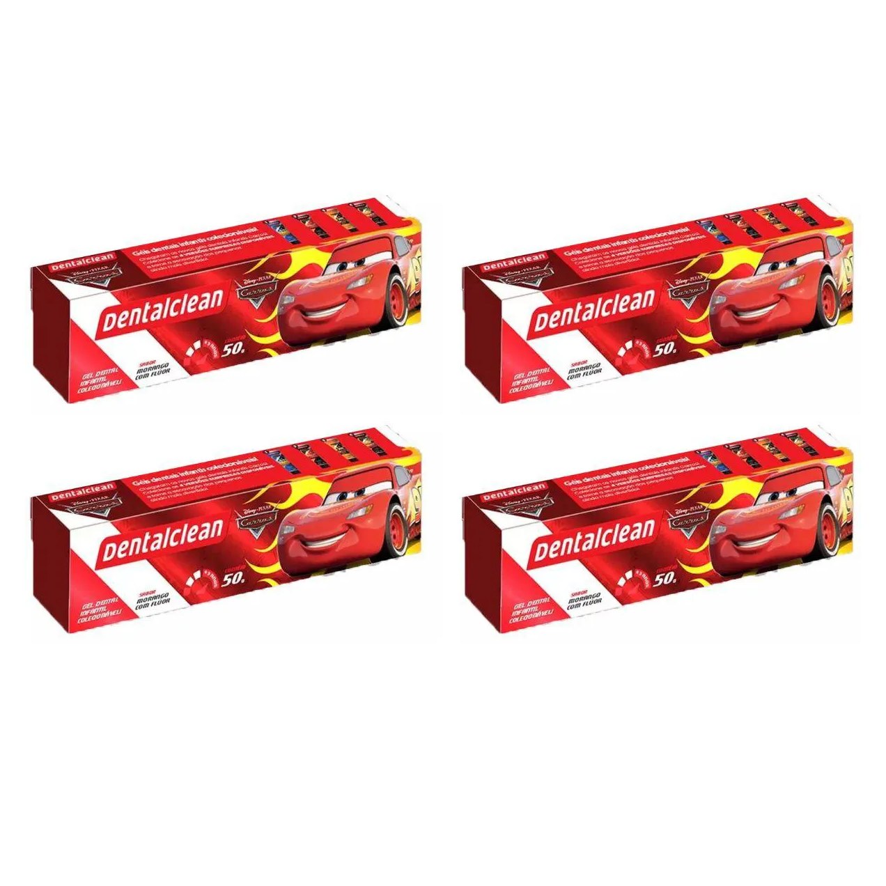 4X Gel Dental Infantil Carros - Morango - 50G - Dentalclean