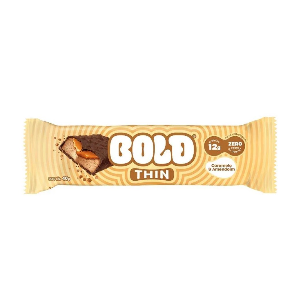 BOLD BAR THIN (40G) - SABOR: CARAMELO E AMENDOIM