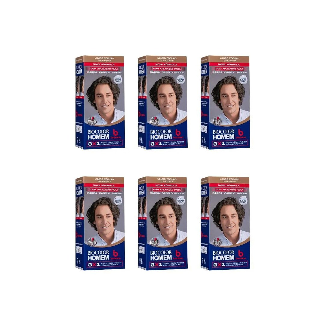 Coloraçao Biocolor Homem Bozzano Louro Escuro - Kit C / 6un