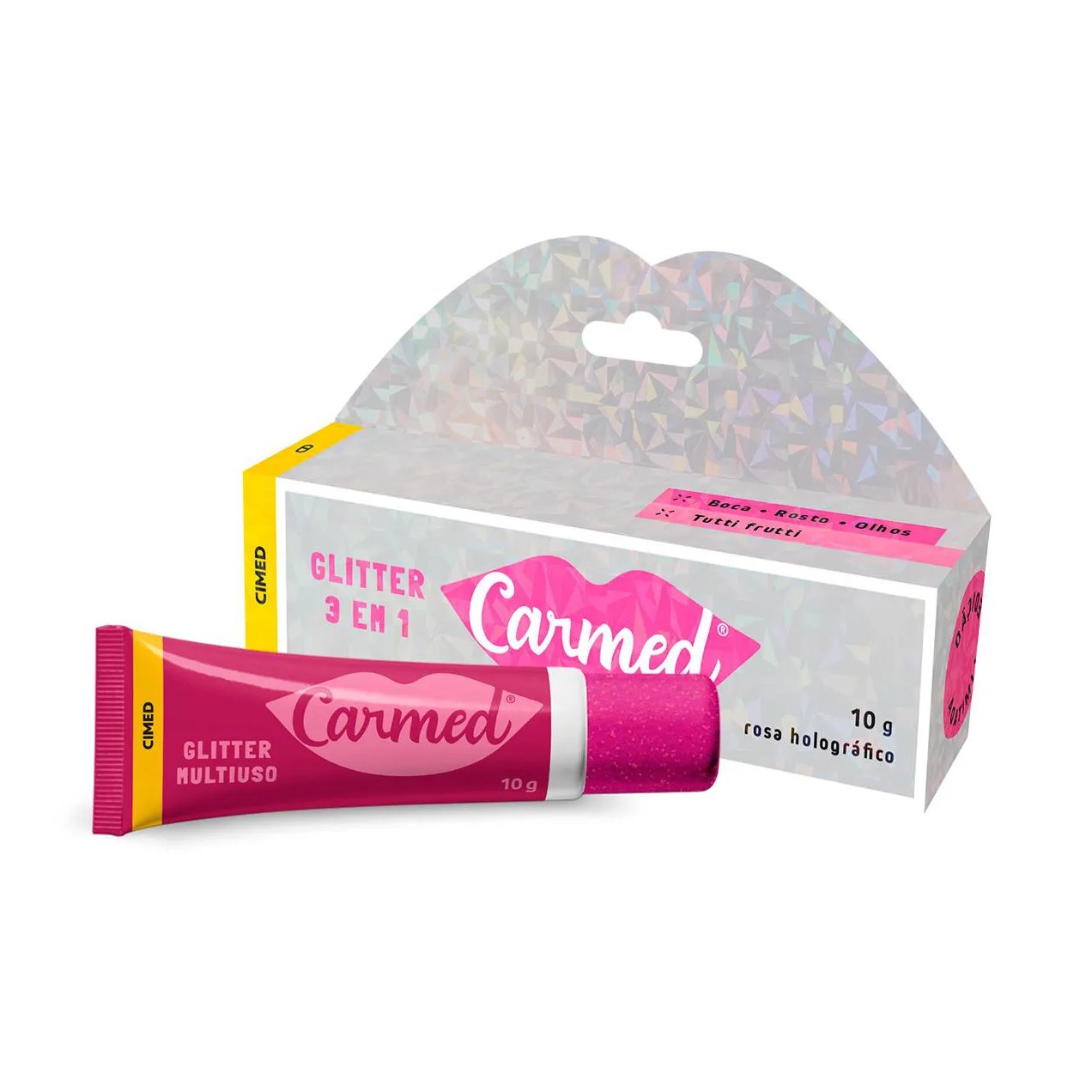 Hidratante Multiuso Carmed Glitter 3 em 1 Rosa Holográfico 10g