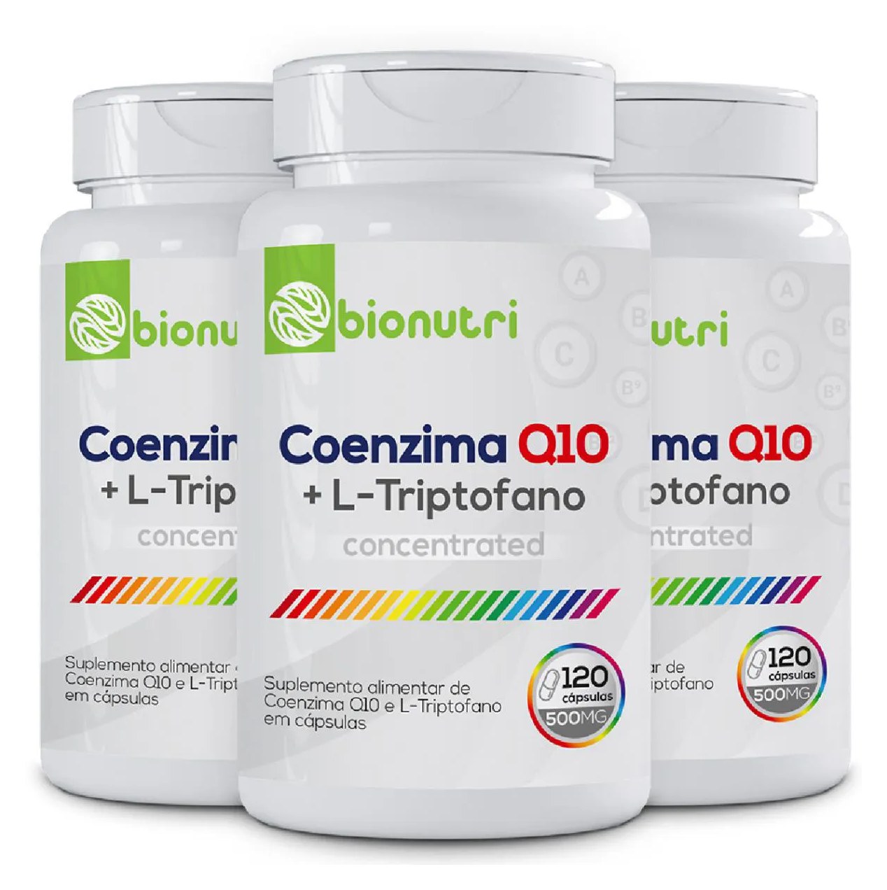 Kit 3x Coenzima Q10 com L-triptofano 500mg 120 cápsulas Bionutri