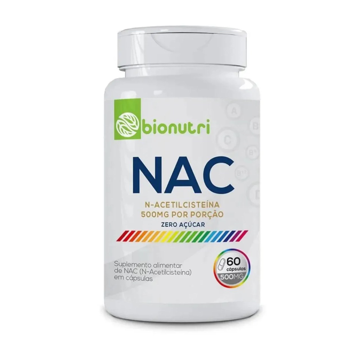 Nac N-acetilcisteína 60 cápsulas 500mg Bionutri- Zero Açúcar
