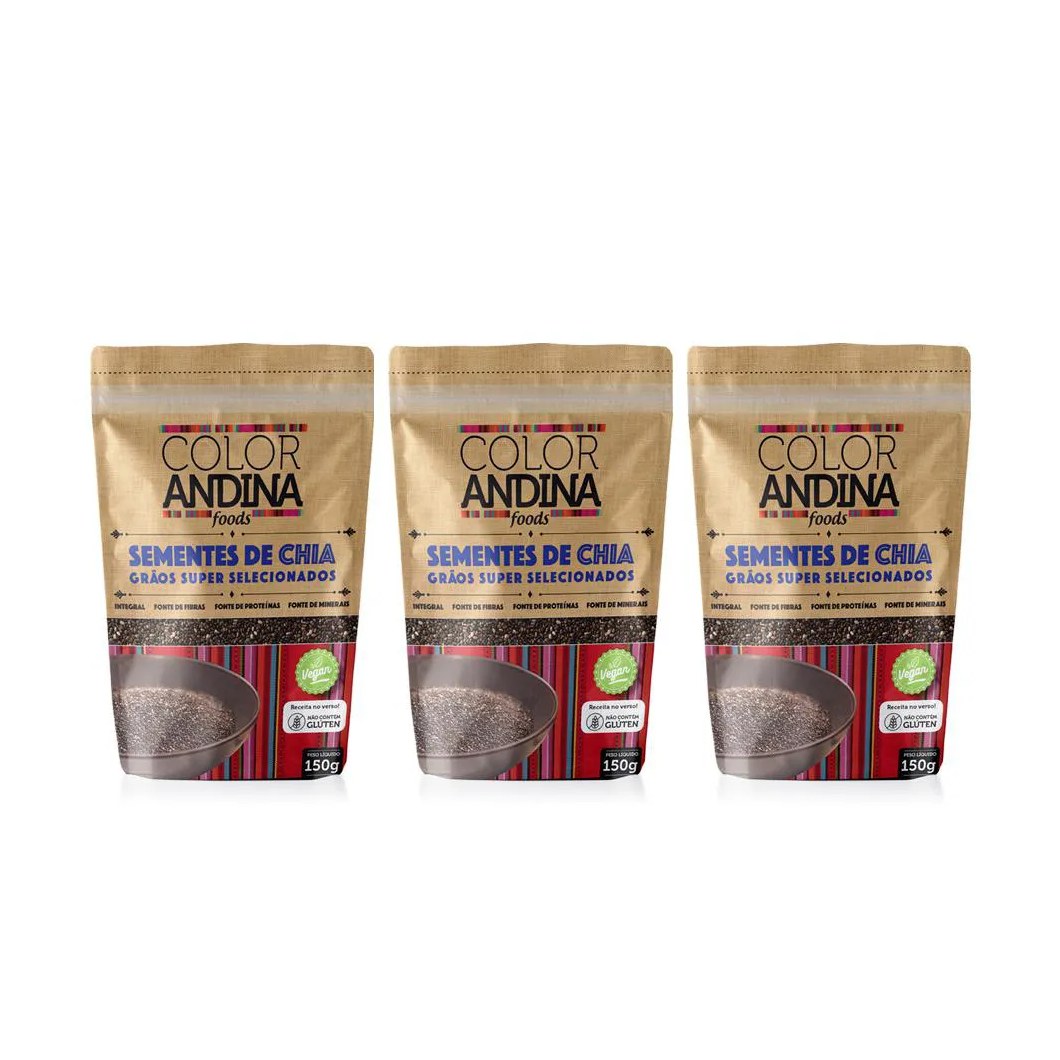 SEMENTE DE CHIA COLOR ANDINA 150G-3 PACOTES