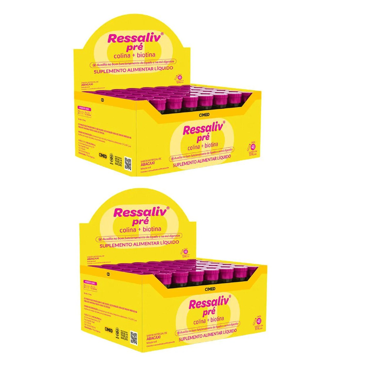 Kit 02 Ressaliv Pré Sabor Abacaxi com 48 Flaconetes - Cimed