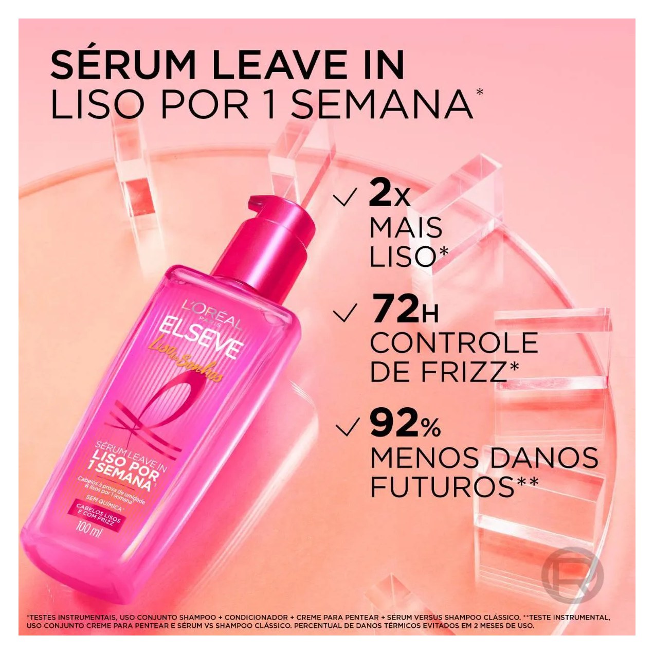 Kit L'Oréal Paris Elseve Liso dos Sonhos Sérum Leave-In 100ml 2 unidades