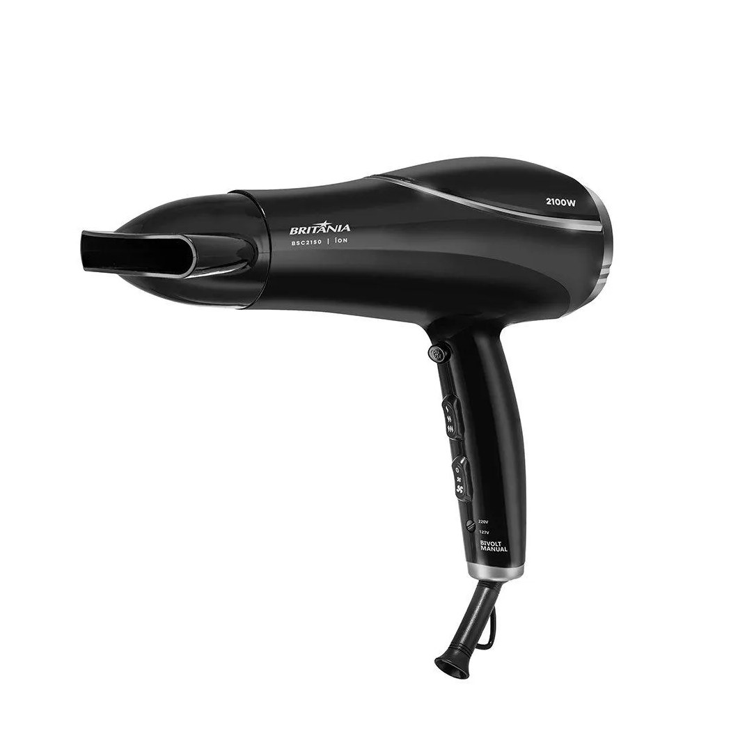 Secador de Cabelo Britânia Bsc2150 - com 2 Velocidades, 3 Temperaturas, 2100w, Preto, Bivolt 85
