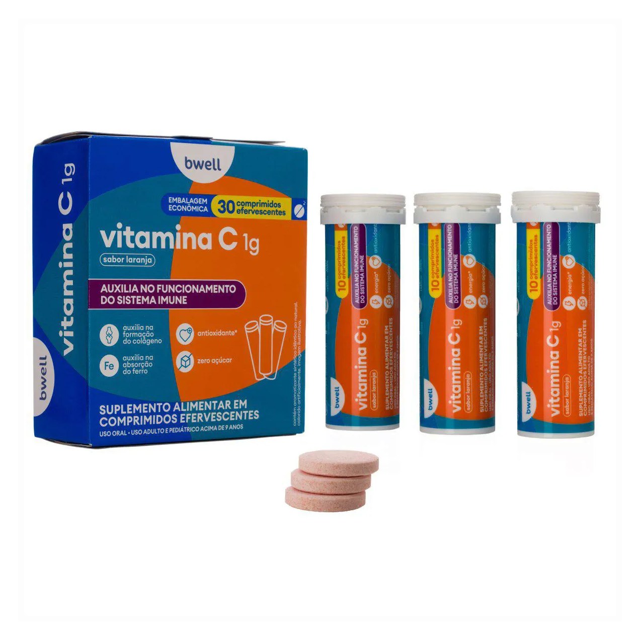 Vitamina C 1g bwell 30 Comprimidos Efervescentes