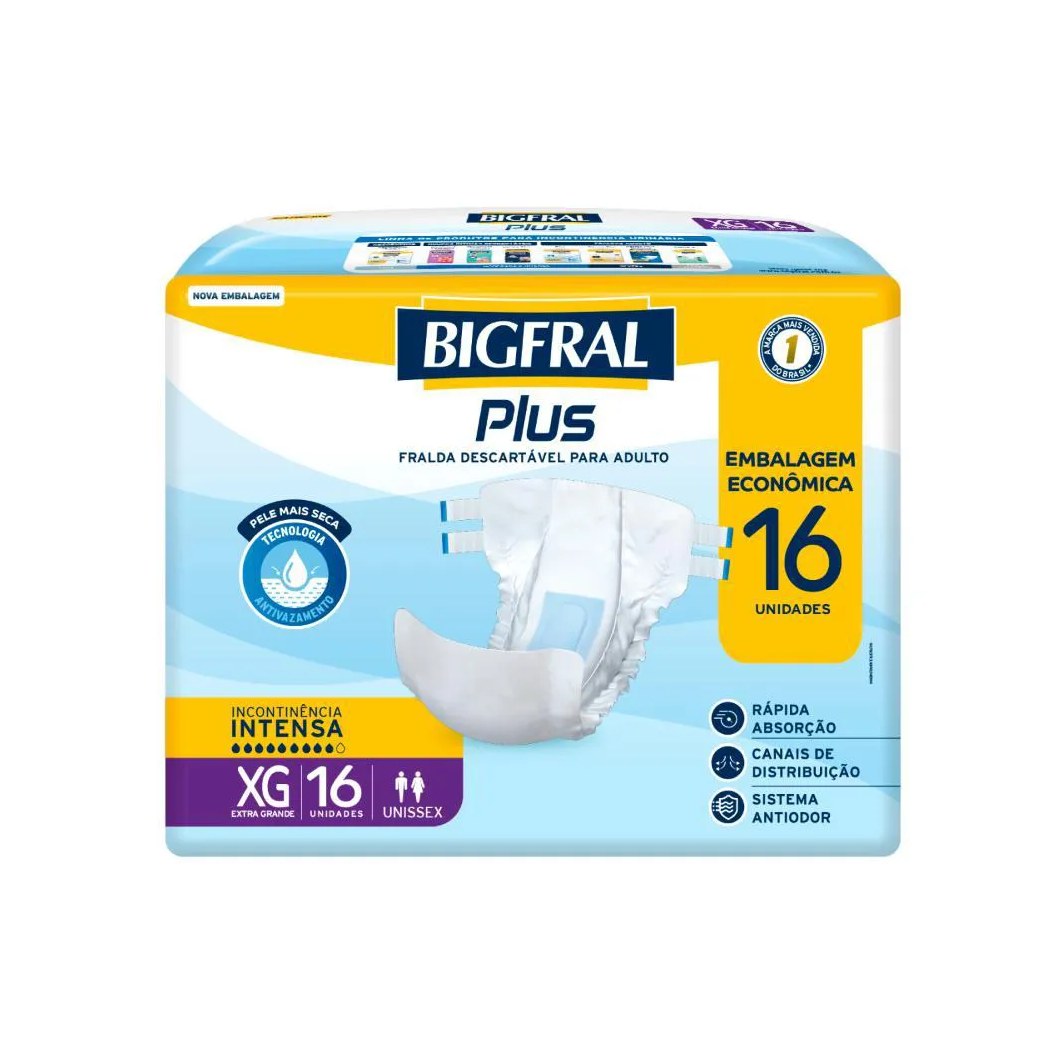 Fralda Bigfral Plus Econômica Xg 16 unidades
