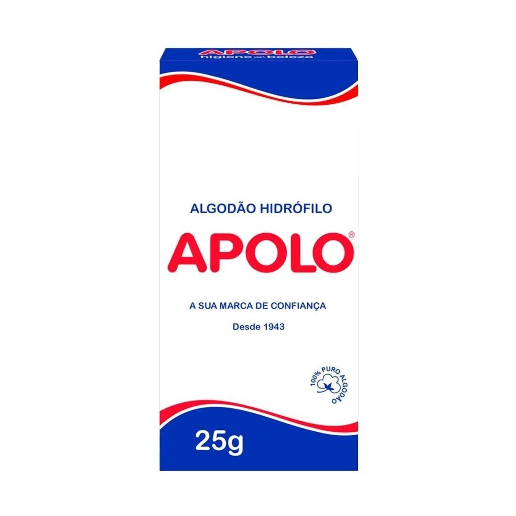 Algodão Apolo Hidrófilo 25g Embalagem com 20 unidades