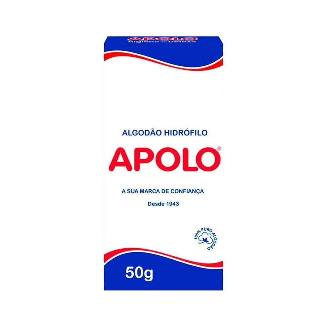 Algodão Apolo Hidrófilo 50g Embalagem com 20 unidades