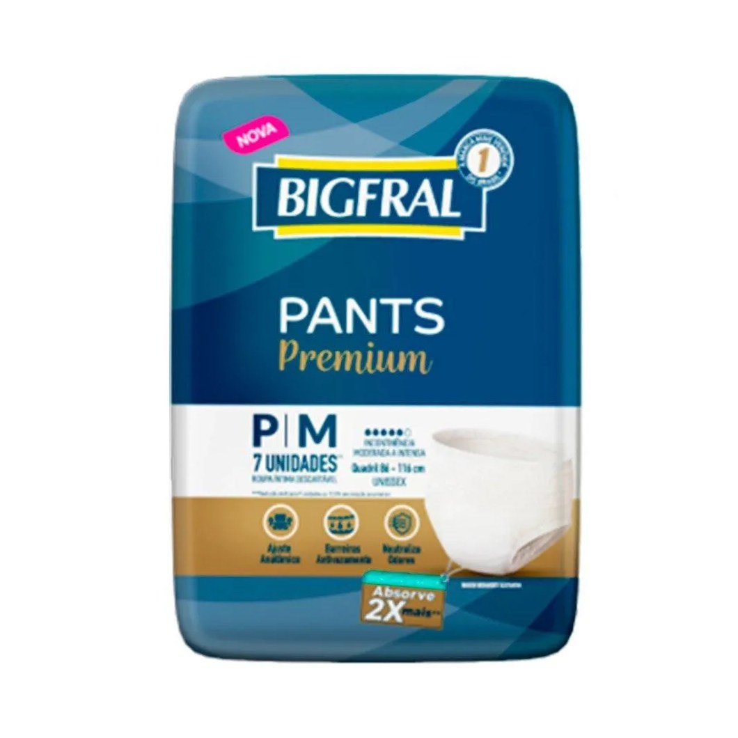 Roupa Íntima Bigfral Pants Premium Tamanho P/m - 8 Pacotes com 7 Fraldas - Total 56 Tiras