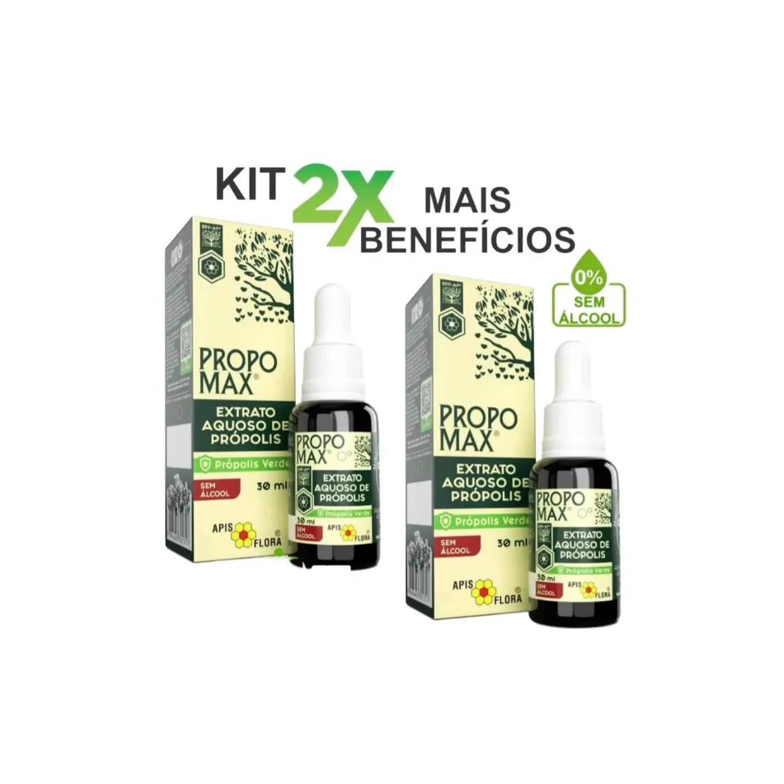 Kit 2x - Extrato de Própolis sem Álcool (aquoso) - 30ml - Apis Flora - Propomax®