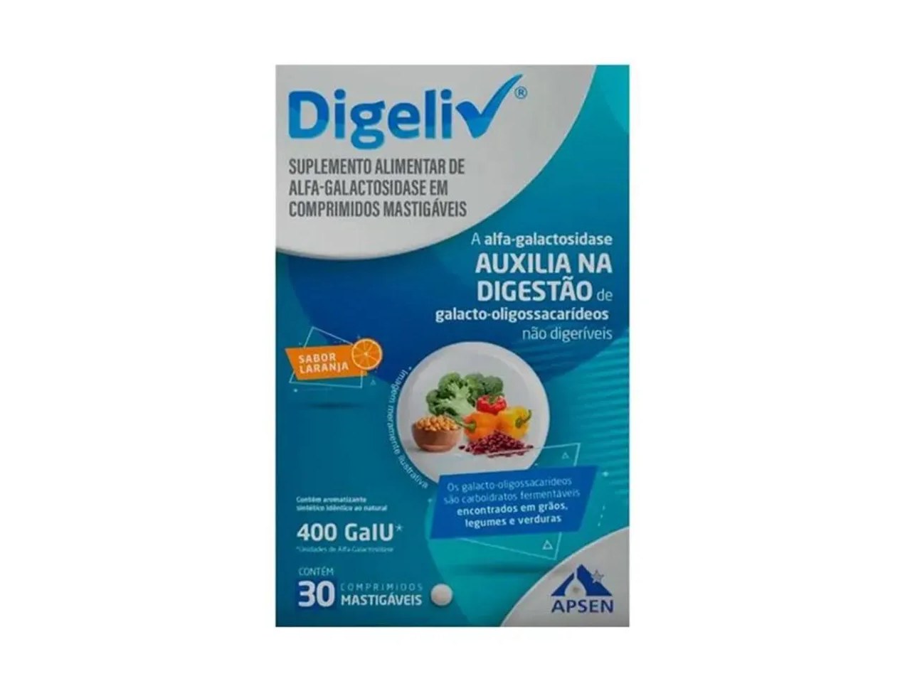 SUPLEMENTO DIGELIV 400 GAIU SABOR LARANJA 30 CPR - APSEN