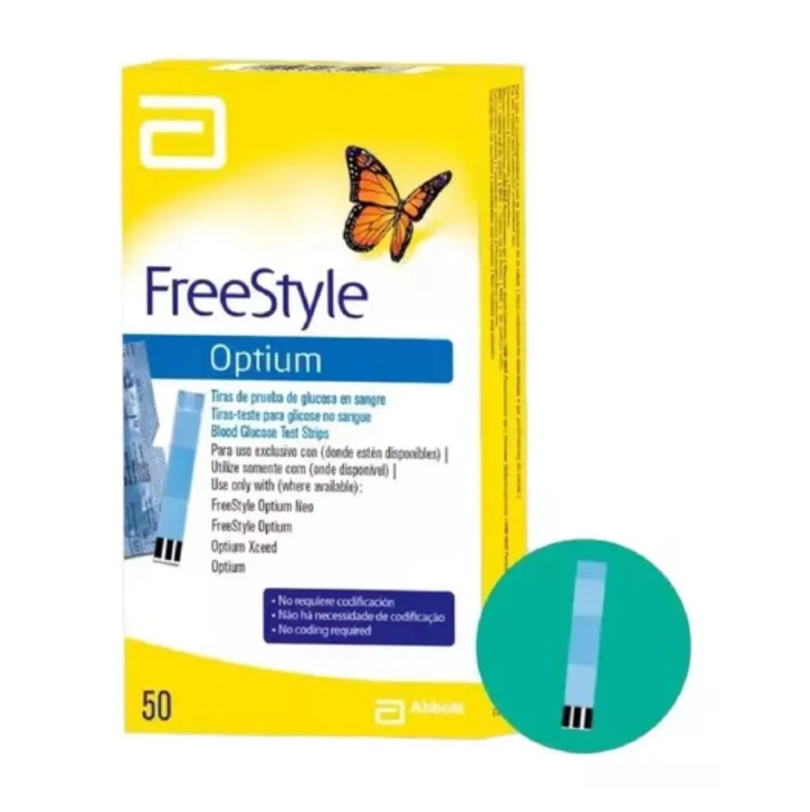 Tiras de Glicose Freestyle Optium Controle 50 unidades