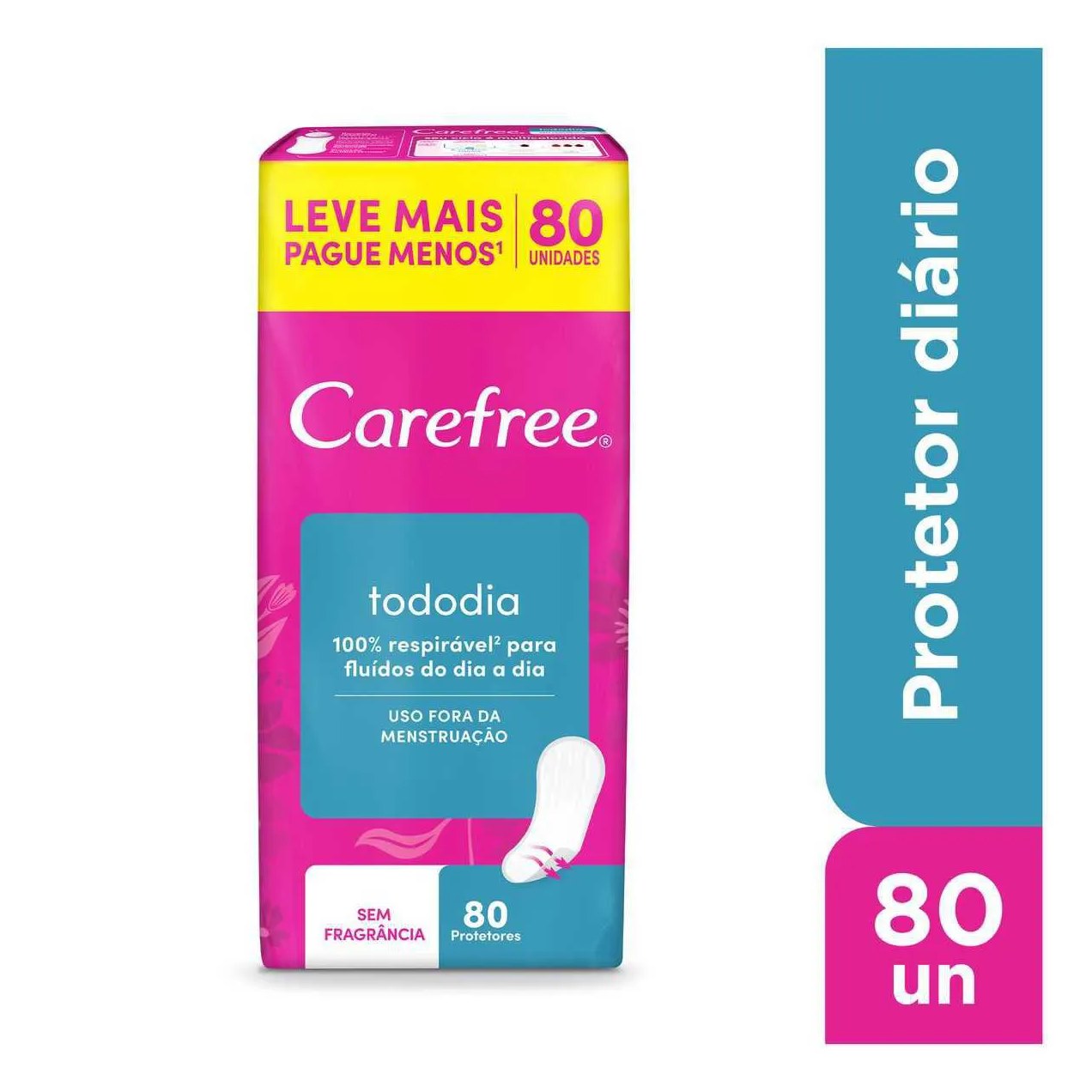 Protetor Diário Carefree Tododia Sem Perfume 80 unidades