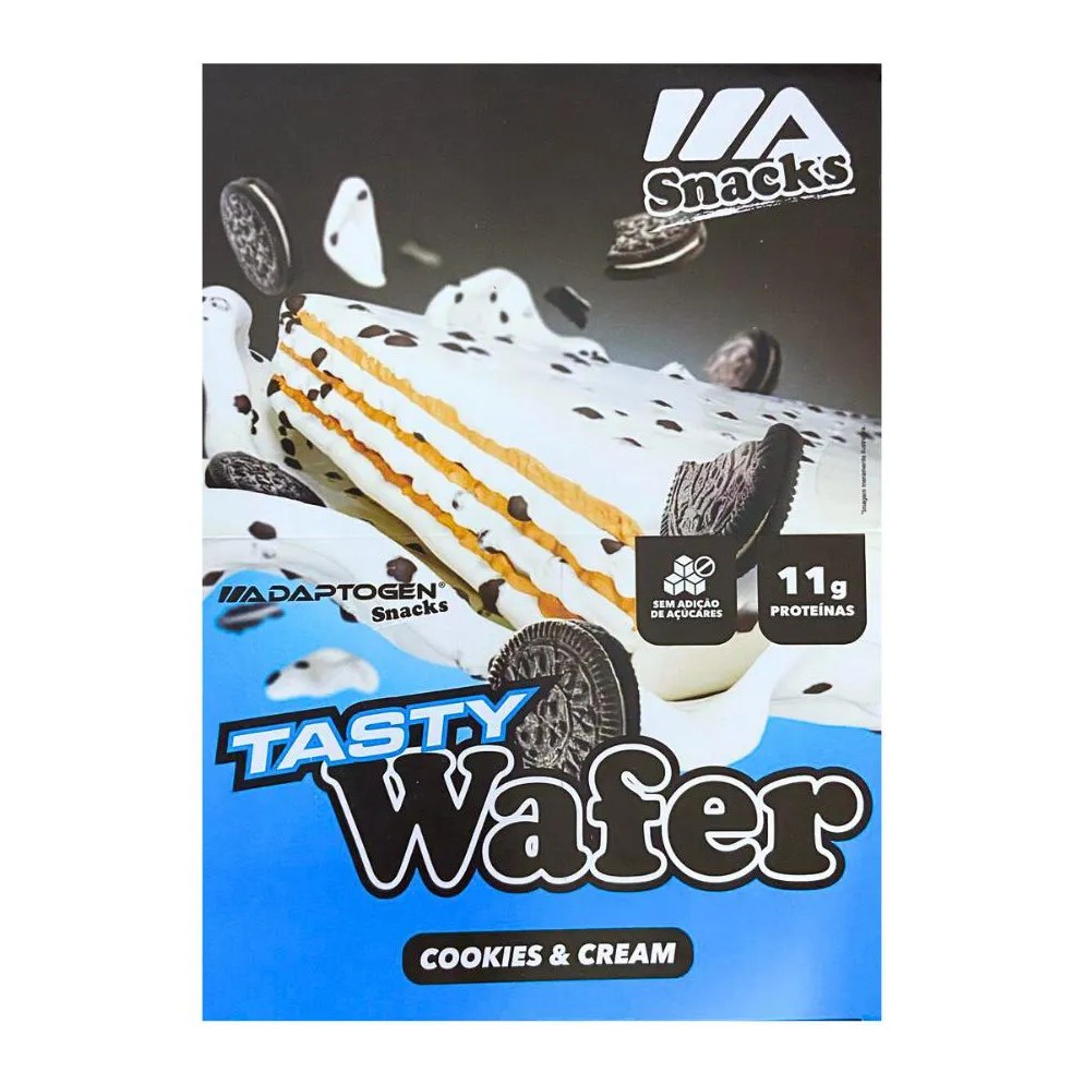 Tasty Wafer Snacks 50g - Adaptogen Cookies e Cream - Sem Ad Açucar - Caixa Fechada 12un