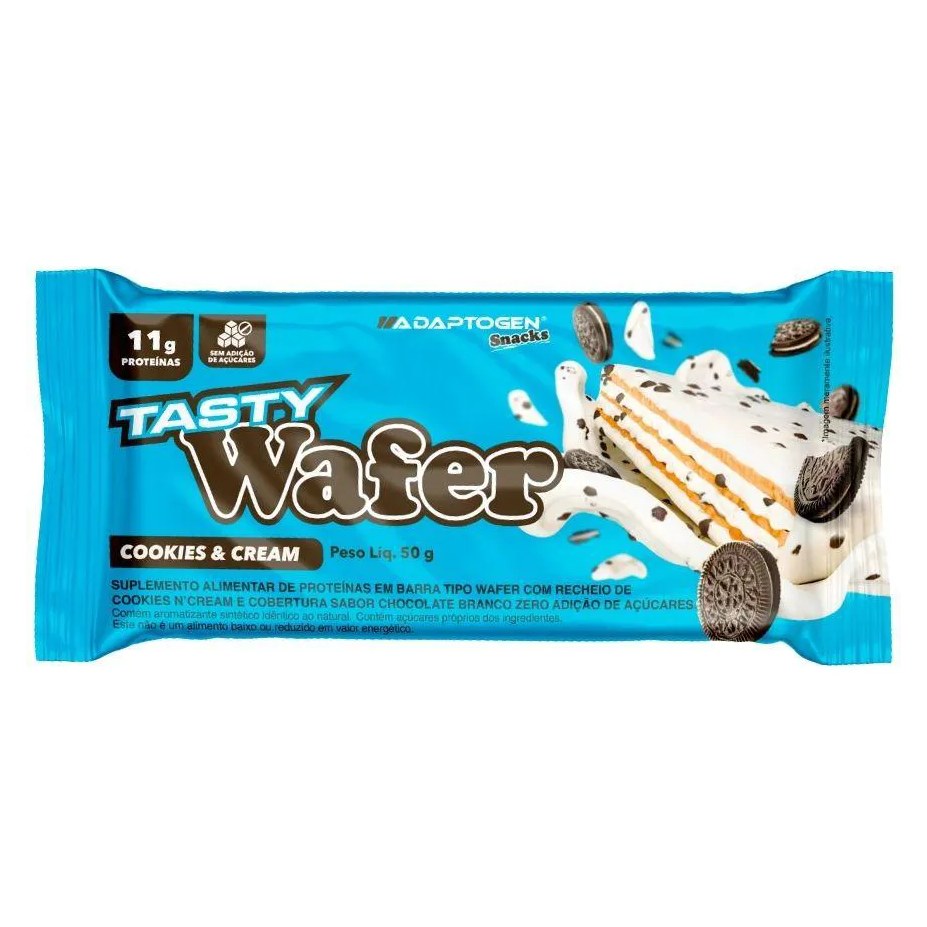 Tasty Wafer Snacks 50g - Sem Ad Açucar - Adaptogen Cookies e Cream