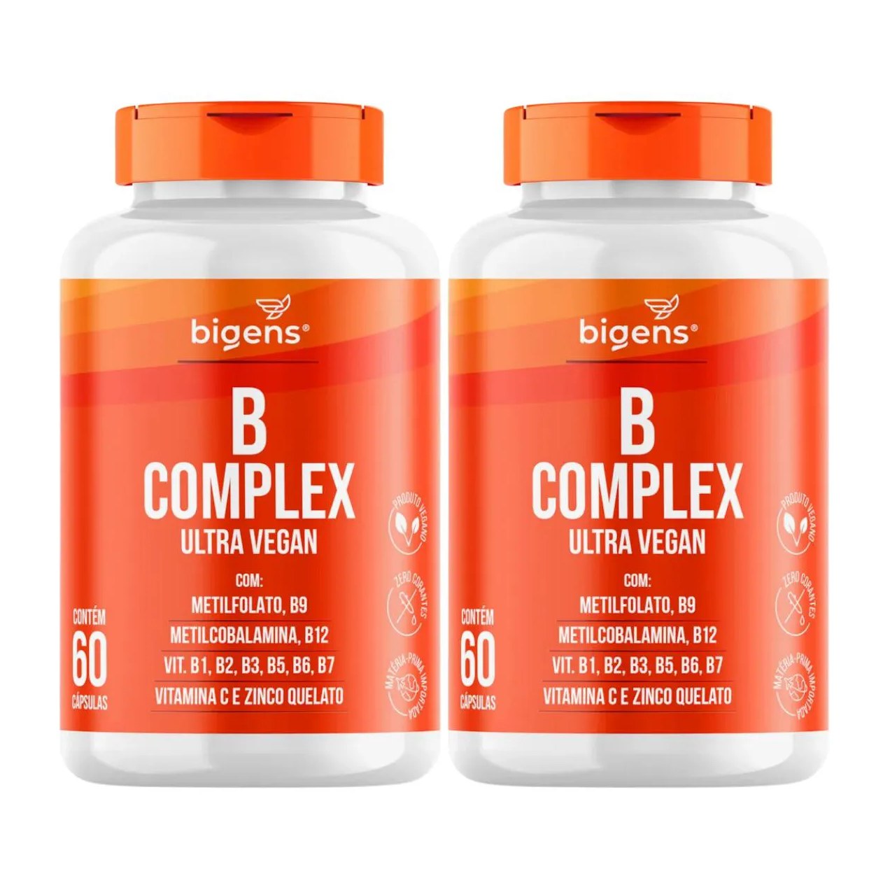 2x Vitamina B Complex Ultra Vegan Bigens 60 Capsulas sem Sabor
