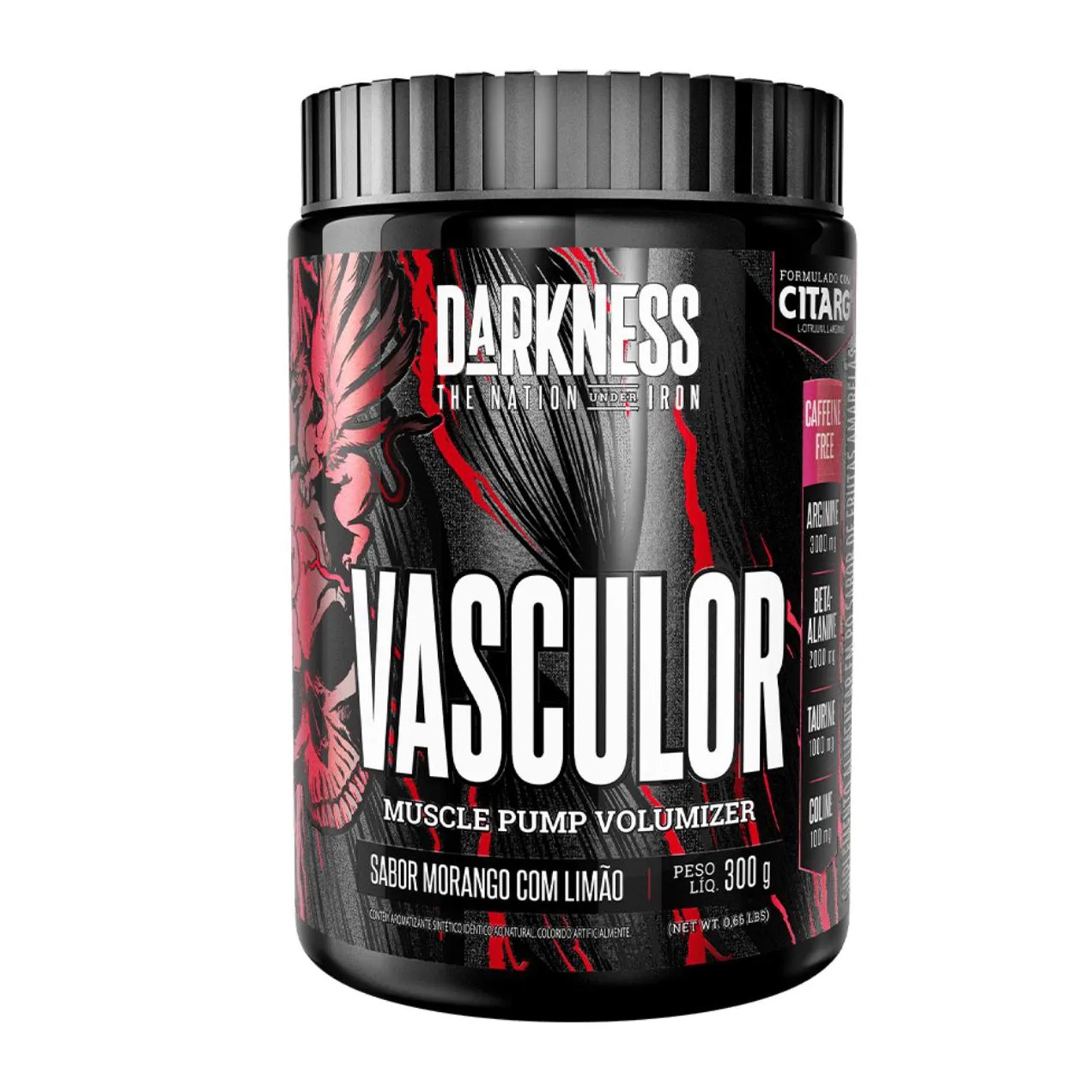 Pre Treino Vasculor sem Cafeína Darkness Morango com Limão 300g