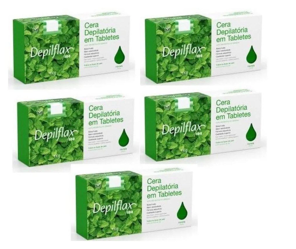 Kit 5 Ceras Depilatoria Quente Hortela 1kg Depiflax