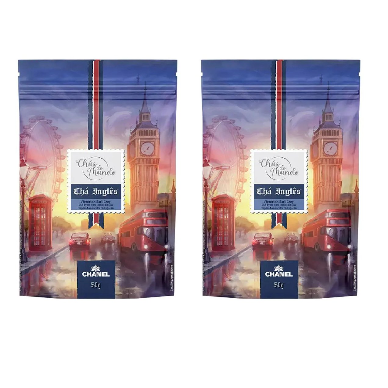 Kit 02 Chás do Mundo Pouch Chá Inglês 50g - Chamel