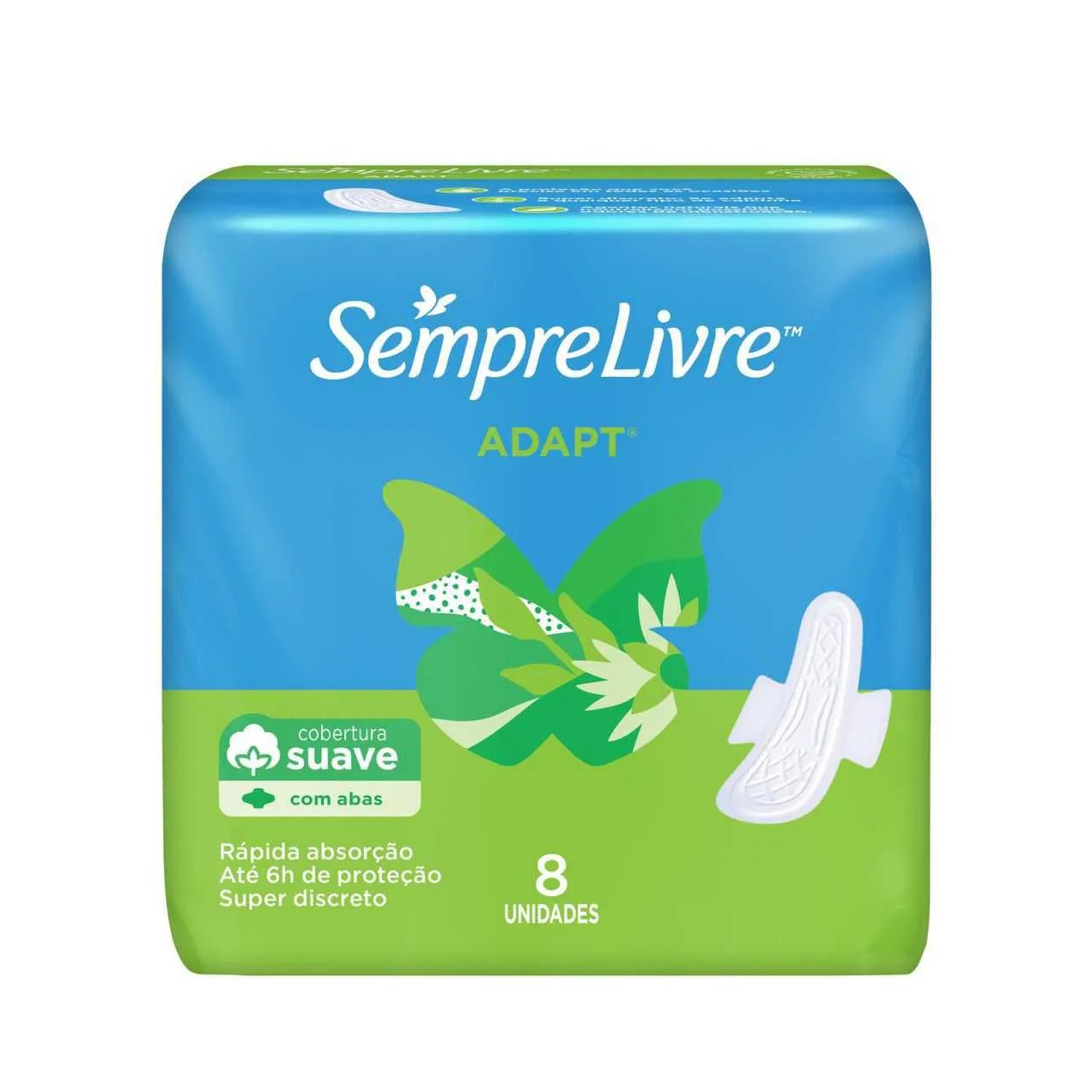 Absorvente Sempre Livre Adapt Cobertura Suave Com Abas com 8 unidades