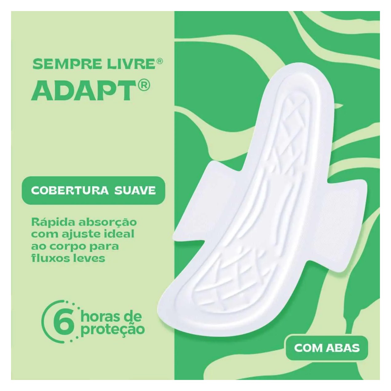 Absorvente Sempre Livre Adapt Cobertura Suave Com Abas com 8 unidades