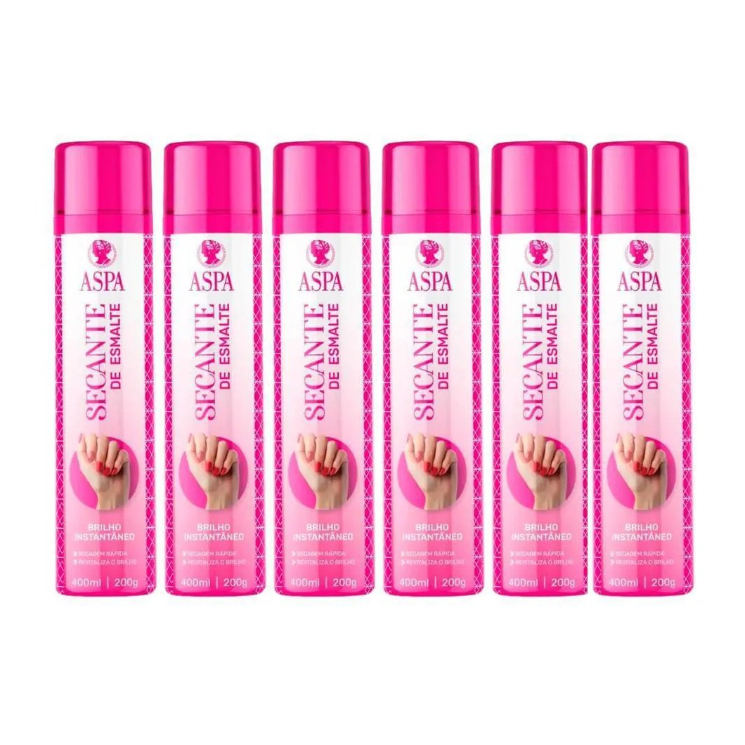 Kit 6Un Spray Secante de Esmalte Aspa - 400ml - Seca Instantaneo