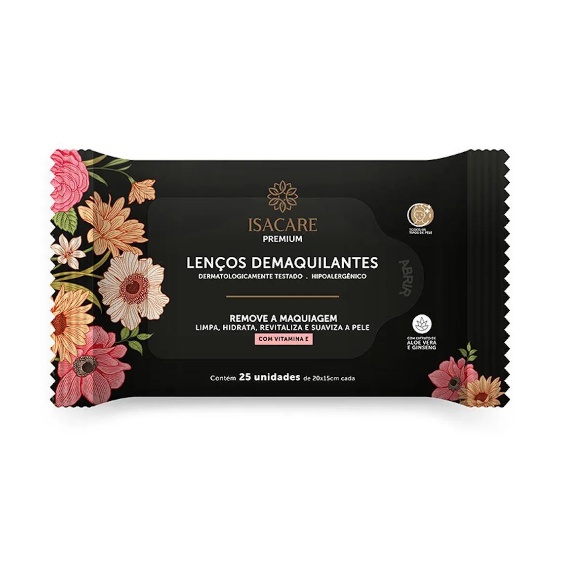 Lenços Demaquilantes Isacare Premium 20 unidades