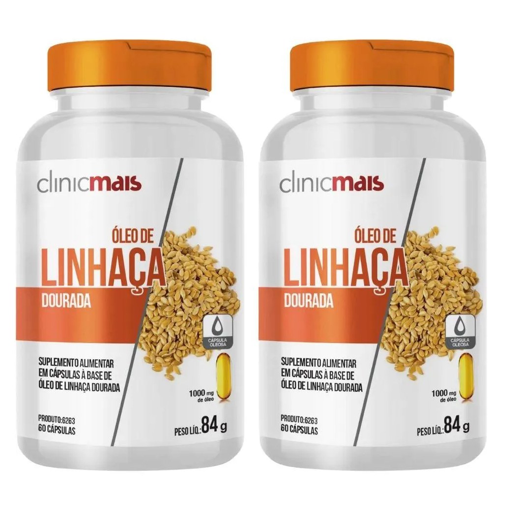 Kit 2x Óleo de Linhaça Dourada 1000mg 60 cápsulas - Clinicmais