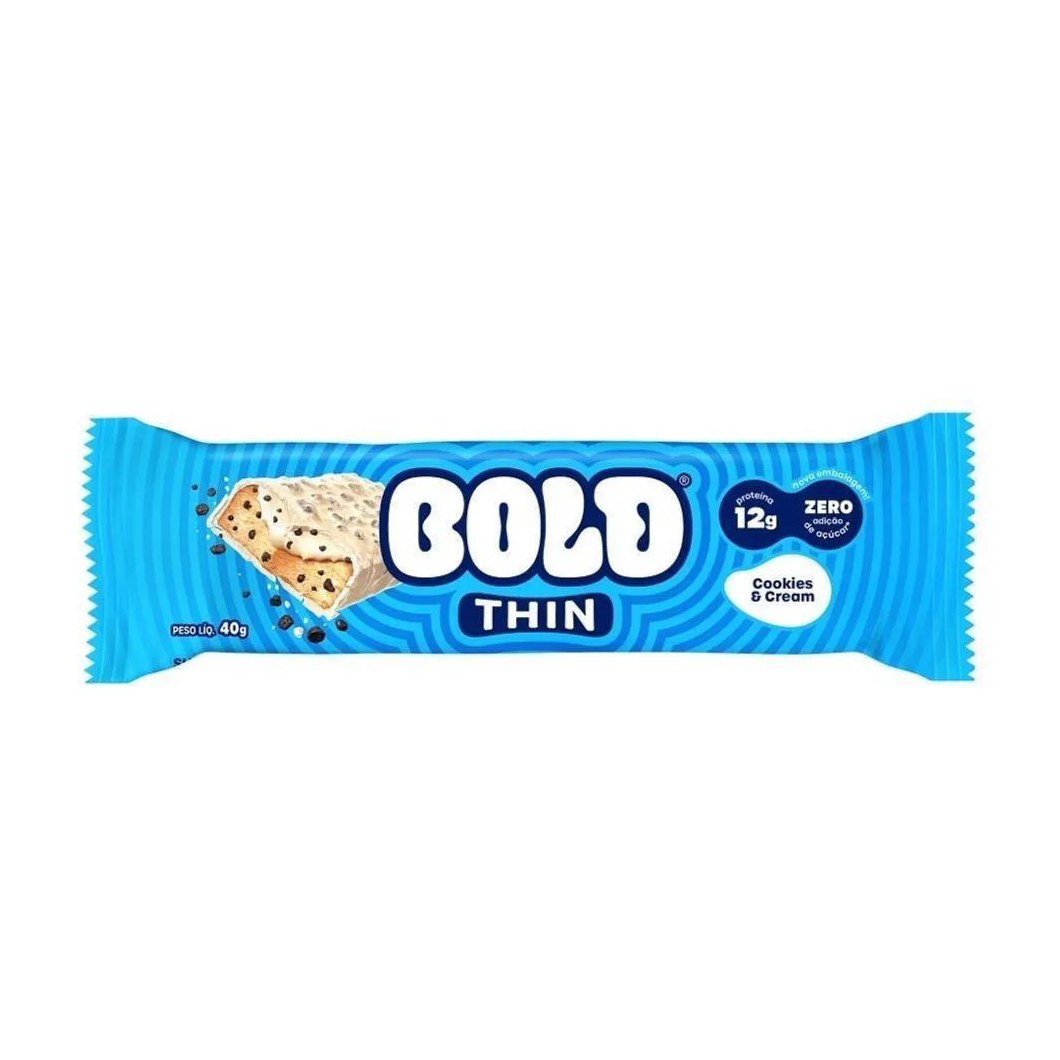 Bold Bar Thin 40g Sabor Cookies e Cream.