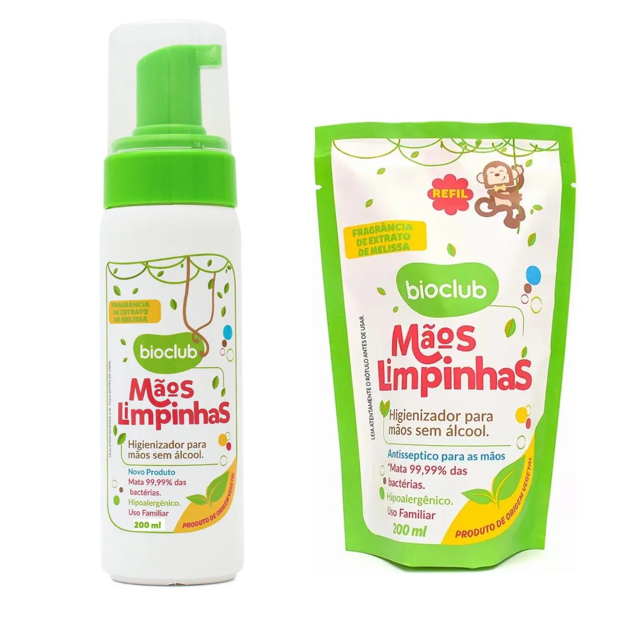 Kit Higienizador Mãos Limpinhas + Refil Bioclub Sem Alcool