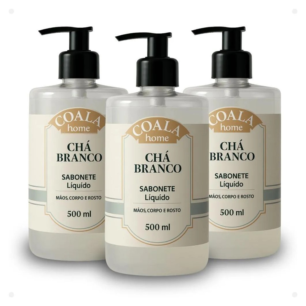 KIT COALA HOME: 3 SABONETES LIQUIDOS CHá BRANCO 500ML