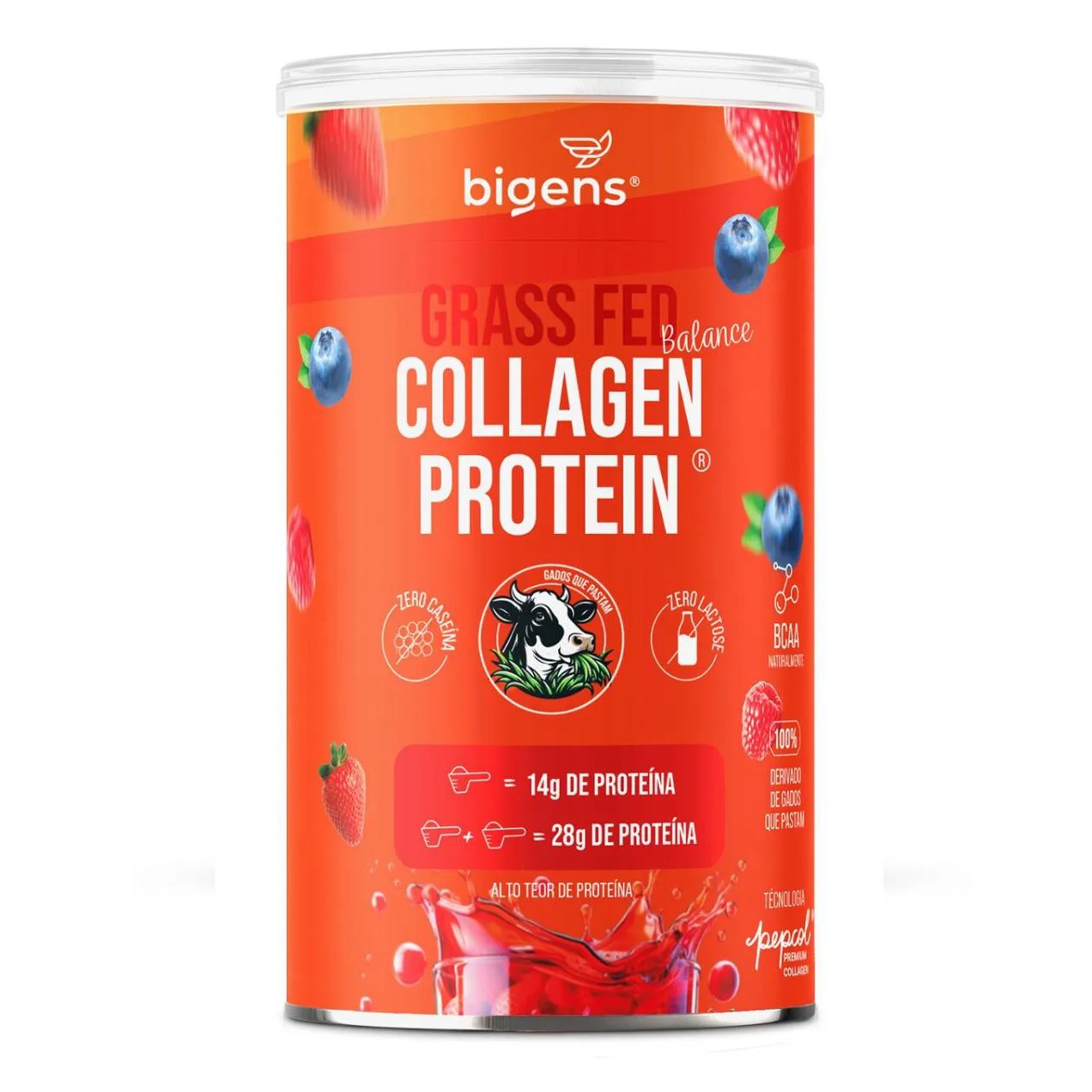Bigens Grass Fed Balance Collagen Protein 560g Frutas Vermelhas