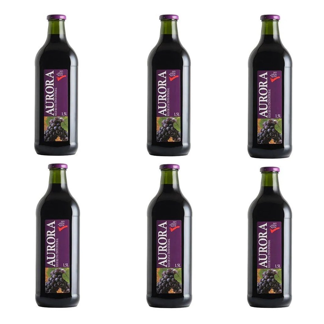 Suco de Uva Aurora Tinto Integral 1,5l - Embalagem com 6 unidades