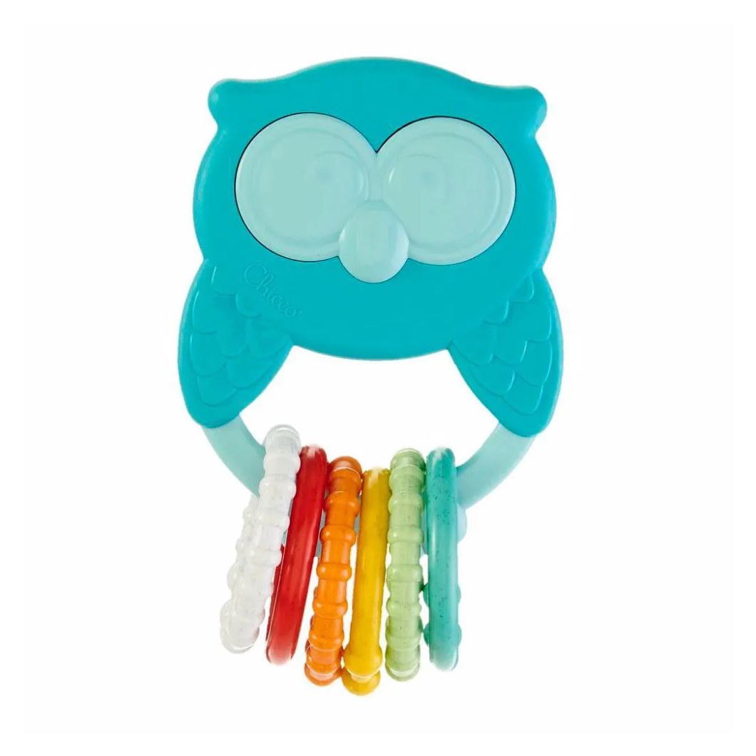 Chocalho Mordedor Roca Mocho Eco Chicco Corujinha Azul