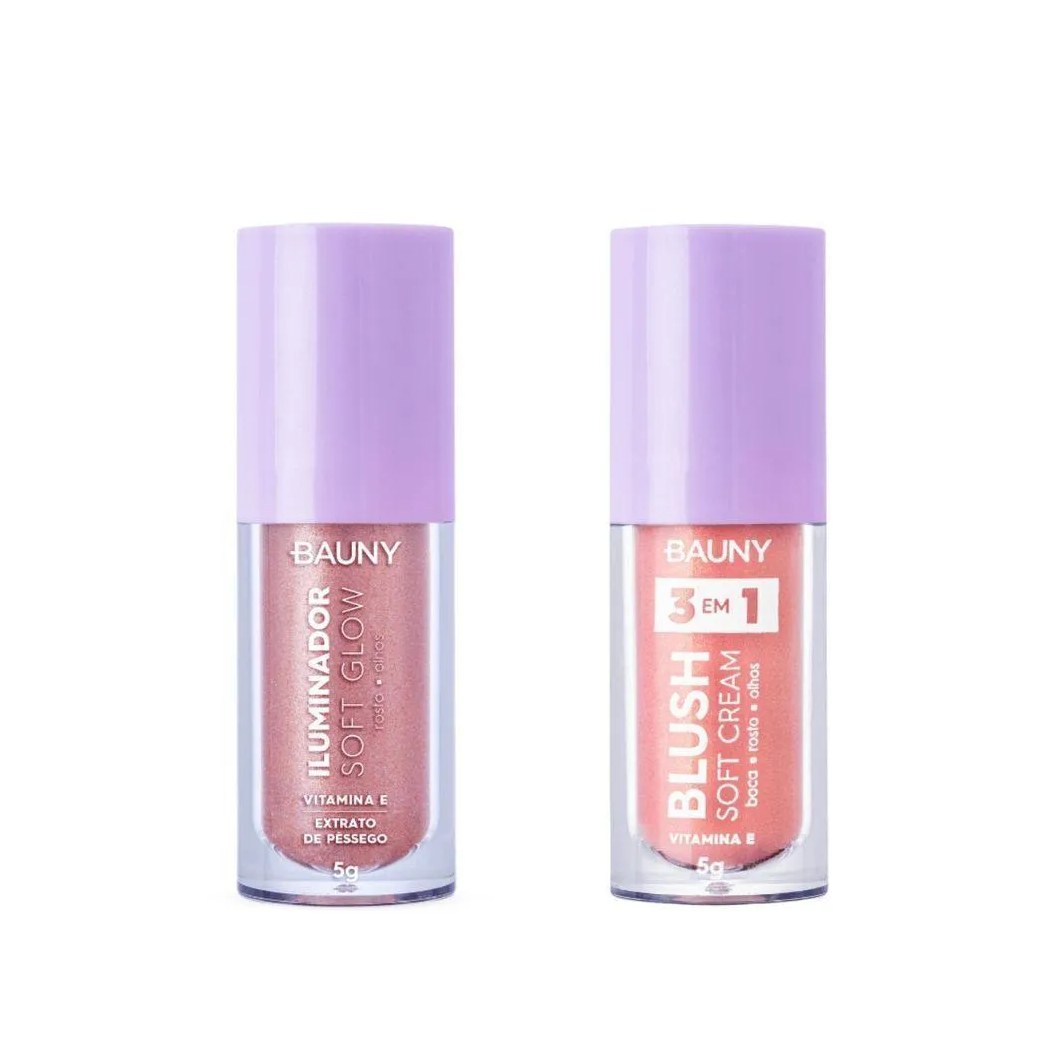 Kit Bauny Iluminador Liquido Sunny + Blush Líquido Magic