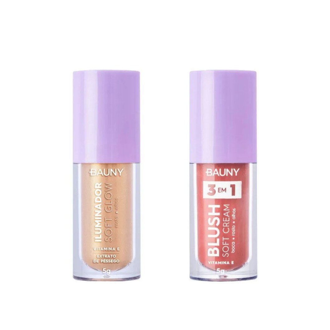 Kit Bauny Iluminador Liquido Sunshine + Blush Líquido Sunny