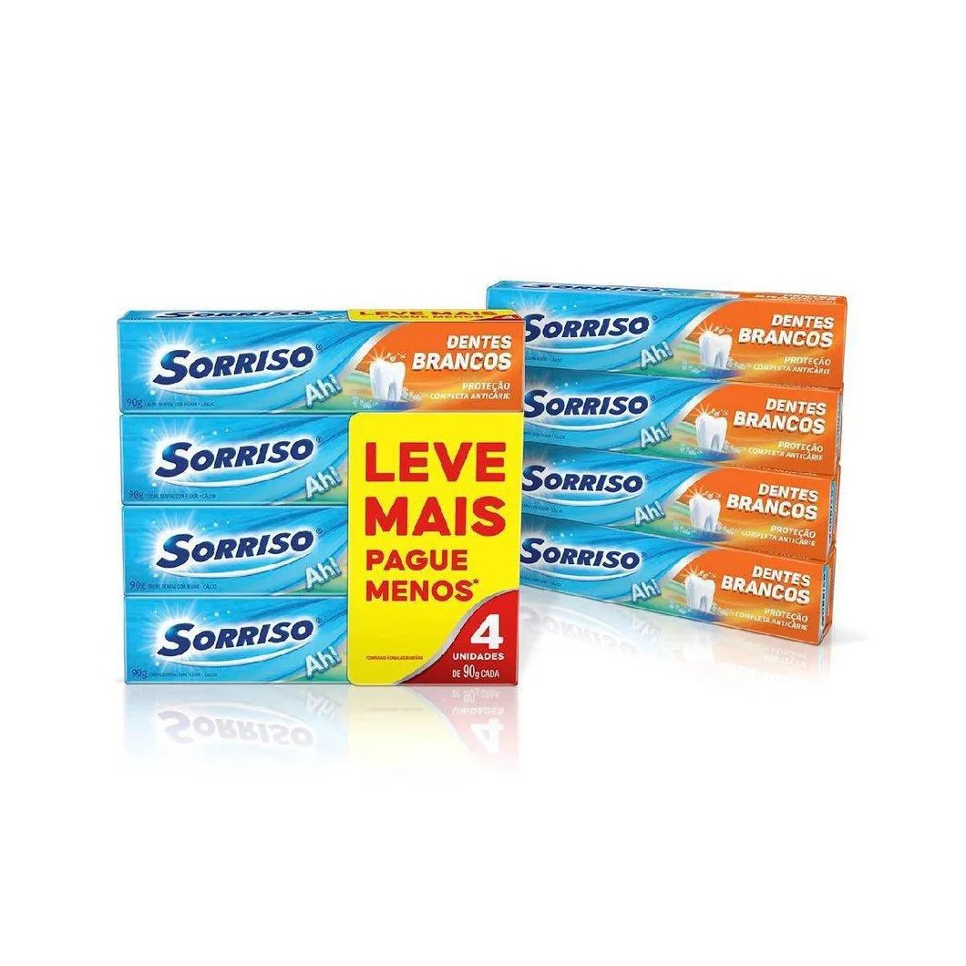 Creme Dental Clareador Sorriso Dentes Brancos 90g 4 unidades