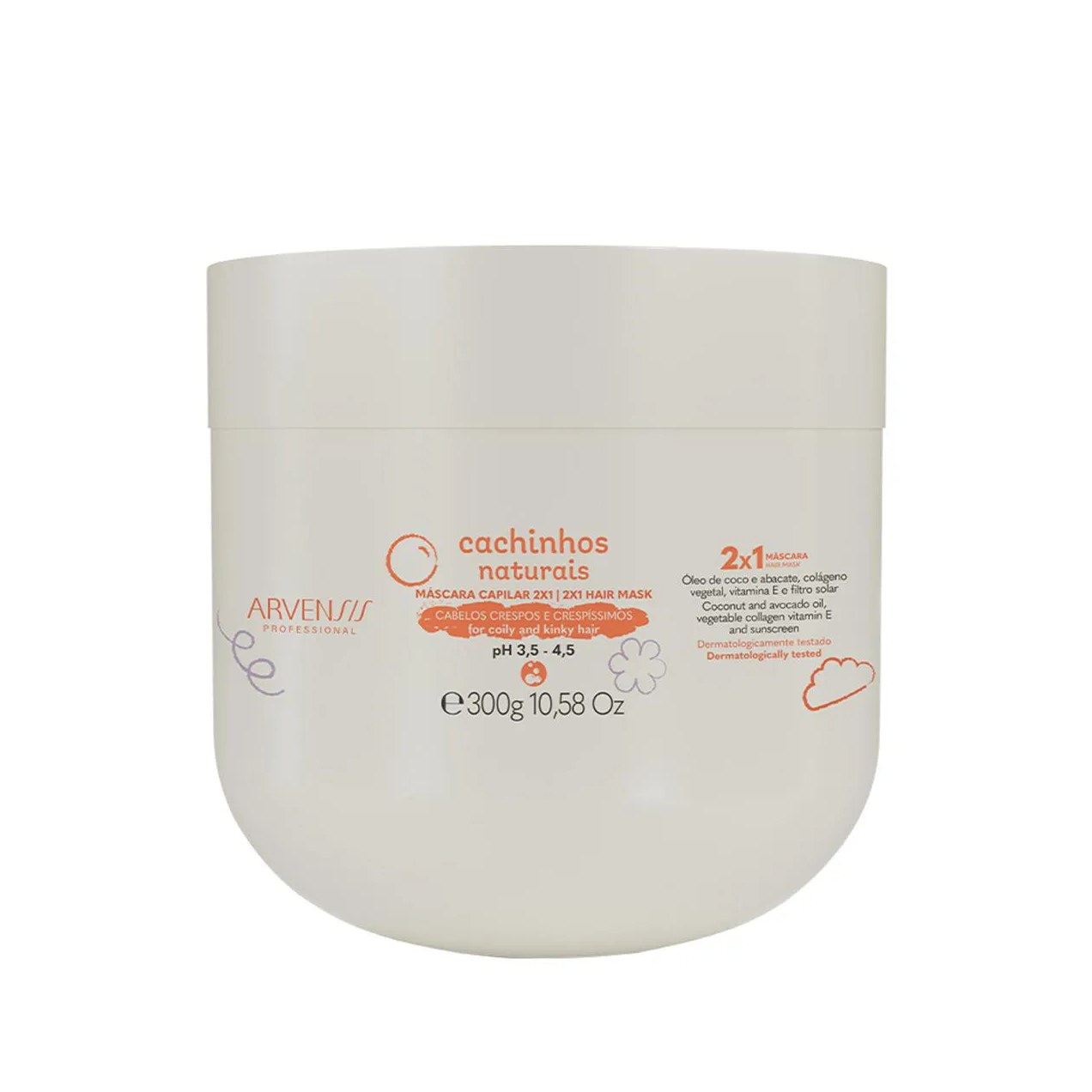 Máscara para Cabelos Arvensis 2x1 No Poo Cachinhos Naturais 300g