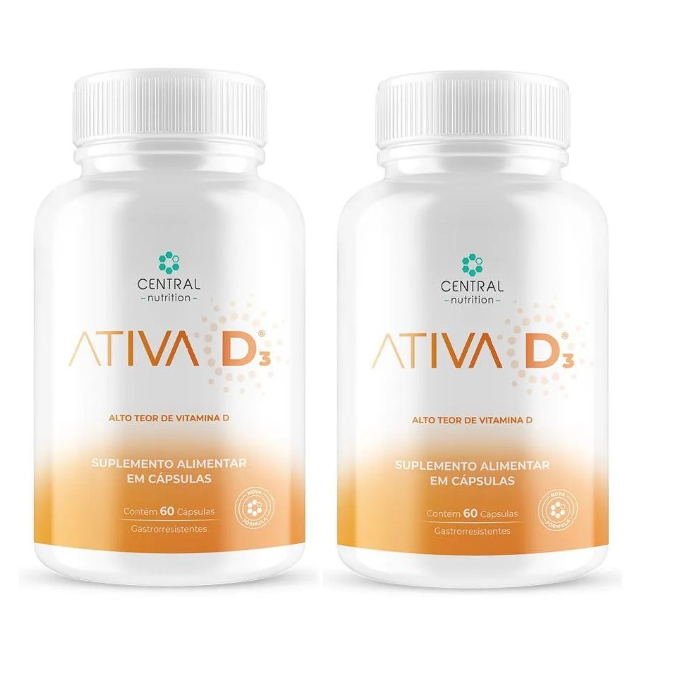 Kit com 2 Vitamina D3 Ativa D3 60 cápsulas - Central Nutrition