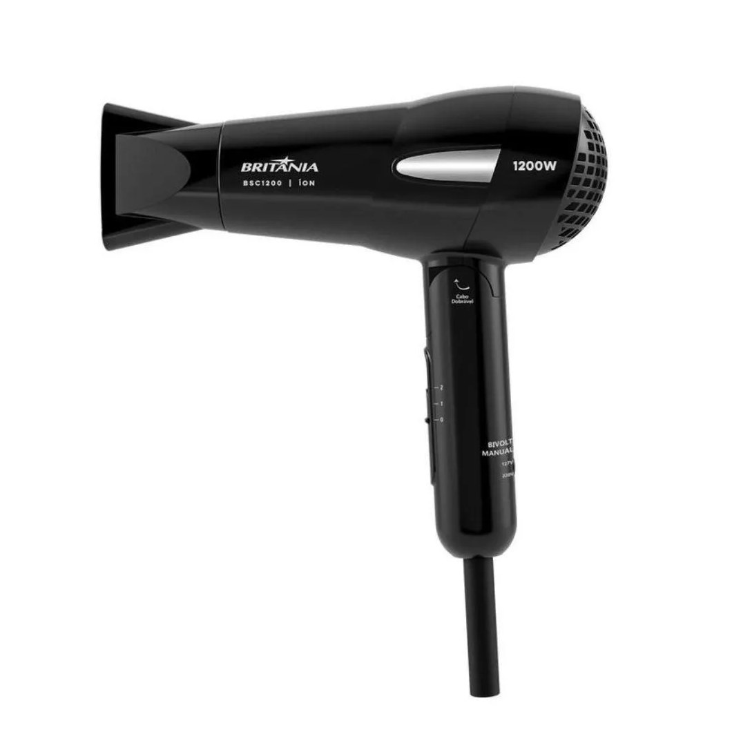 Secador Britania Ion Tourmaline Bsc1200 1200w Preto - Bivolt