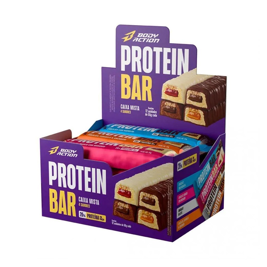 Protein Bar (Display 12 unidades 55G) - Sabor: Caixa Mista (4 Sabores)
