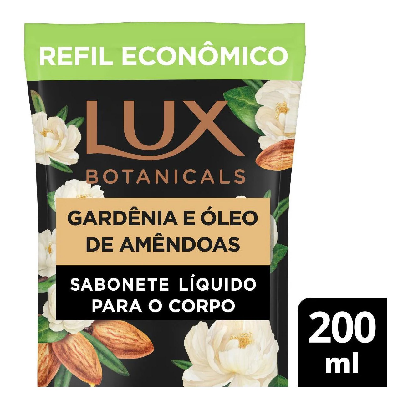 Refil Sabonete Líquido Lux Botanicals Gardênia e Óleo de Amêndoas 12h Glicerinado 200ml