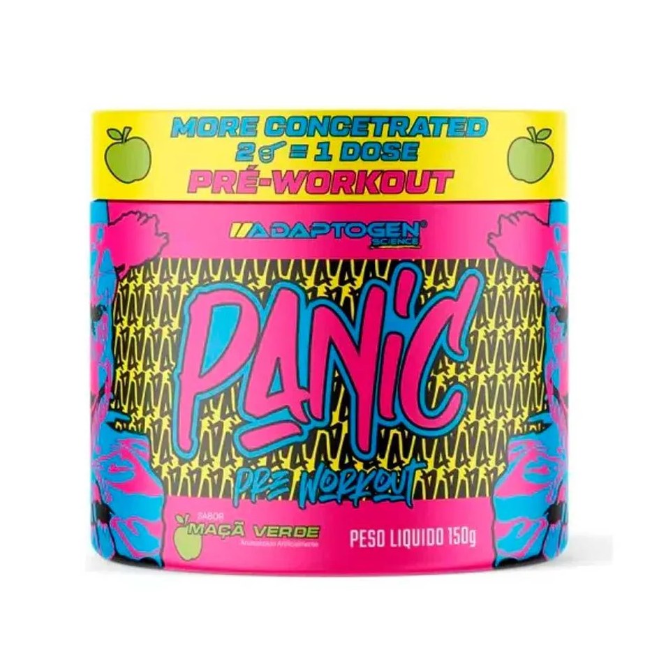 Pré Treino Panic 150g Adaptogen C/ Beta Alanina Maçã Verde