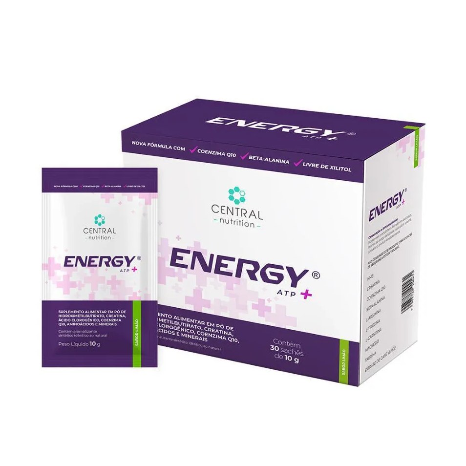 Energy Atp+ sem Xilitol 10g 30 Sachês - Central Nutition Limão