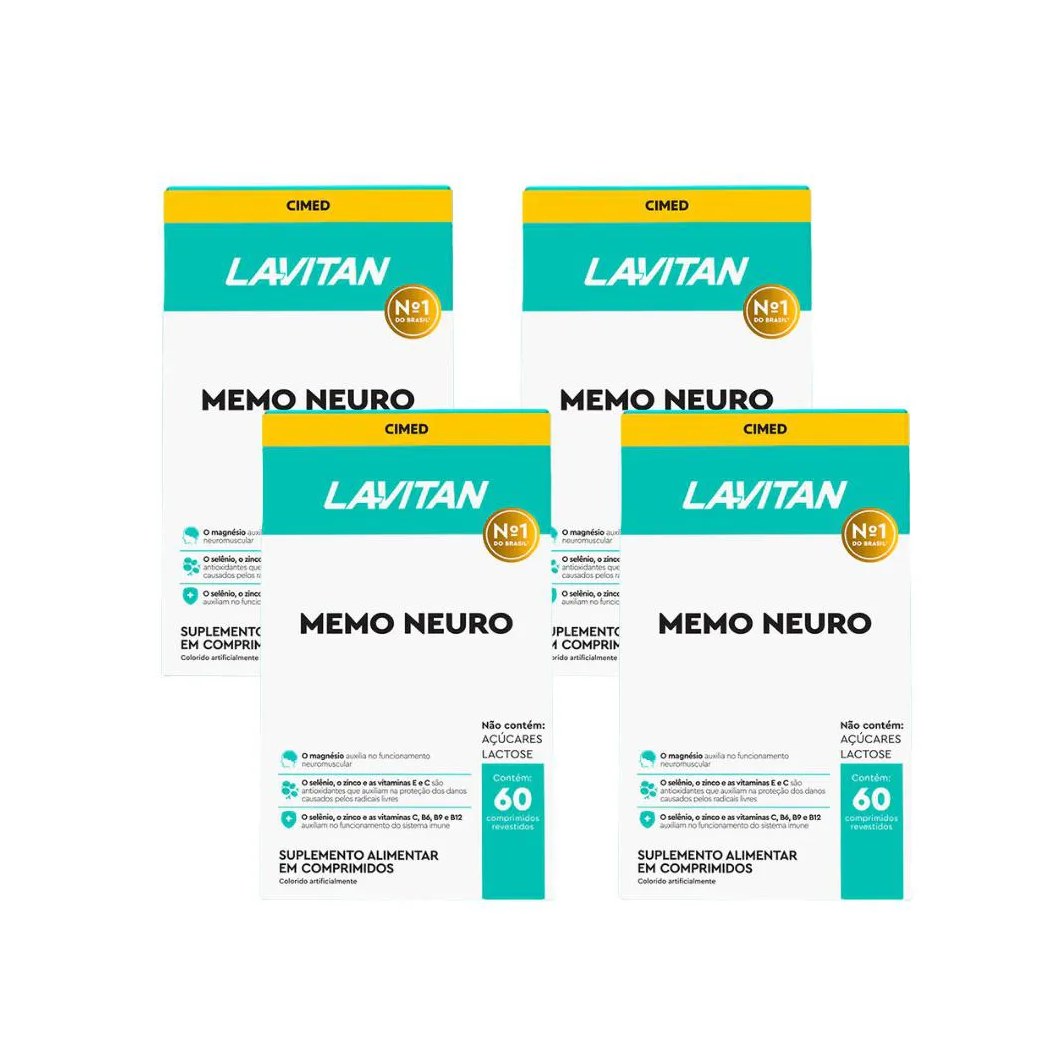 Kit 4 Lavitan Memo Neuro Memória - 60 cápsulas - Cimed